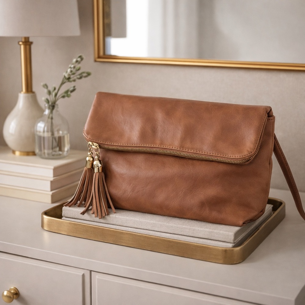 Vegan leather like Elegant Brown Women's Bag